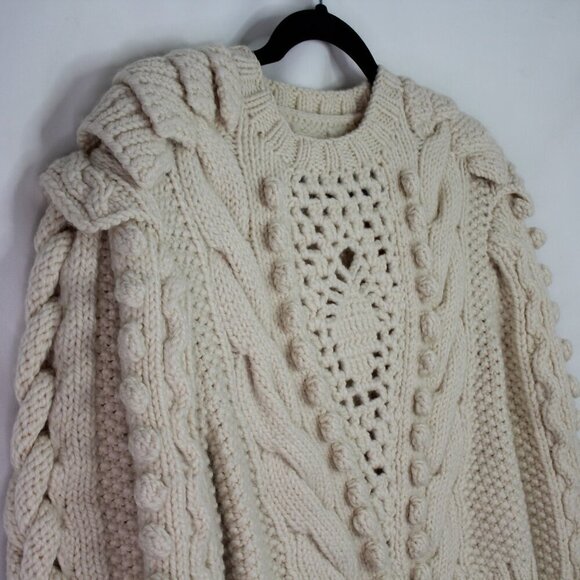 ULLA JOHNSON Verena Cable Knit Pullover Sweater in Ivory - Picture 4 of 14
